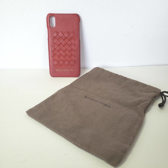 BOTTEGA VENETA IPhone Cases X XS Cell Phone Hard Cover Designer Red Leather - Picture 1 of 10